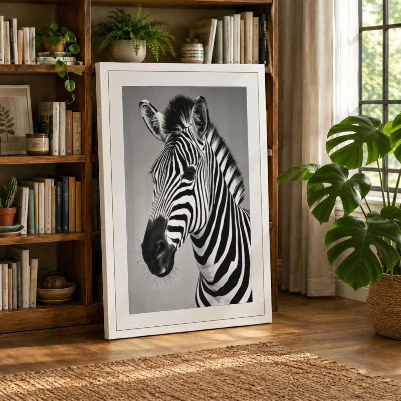 Zebra Profile Modern - Wrapped Canvas, 30x20 - 76.2 x 50.8 cm, Black Border
