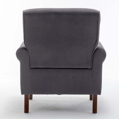 Fauteuil à accoudoirs roulés traditionnel avec structure en bois de bouleau massif, pieds fuselés et revêtement en mélange de polyester pour plus de confort et de style dans les salons et les bureaux