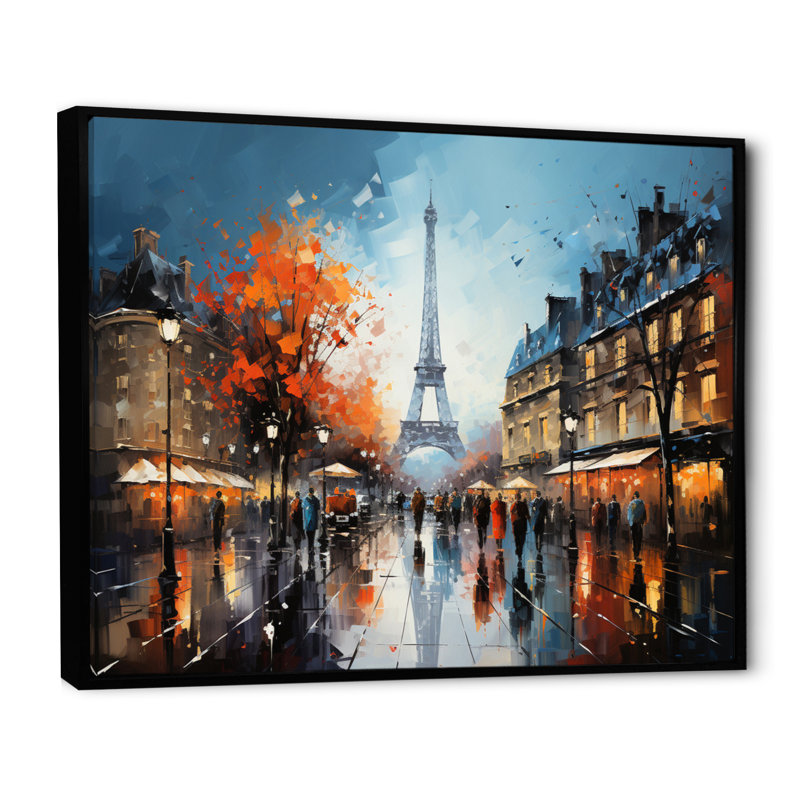Marguerites City Paris Popart Eiffel - impression, H 16 po x l 32 po x P 1 po, Cadre flottant noir