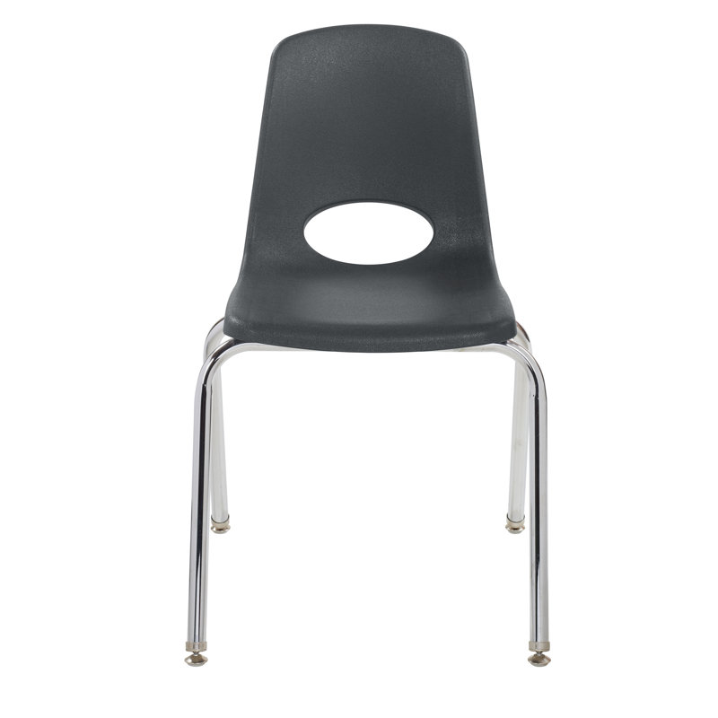 Black Molded Plastic Classroom Stack Chair with Chrome Legs