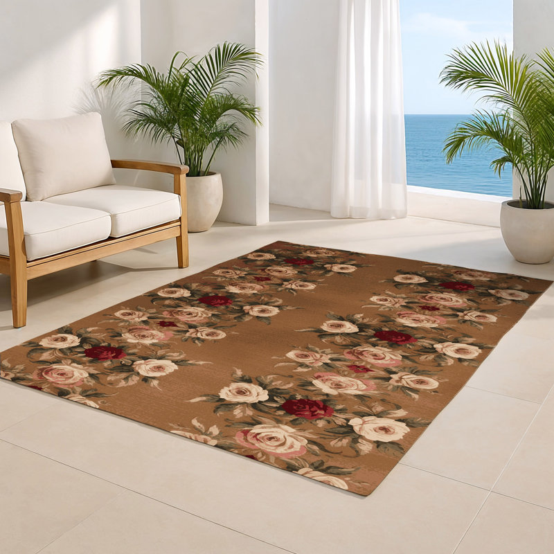 Tapis d'intérieur et d'extérieur brun français, Rectangle 4pi x 6 pi