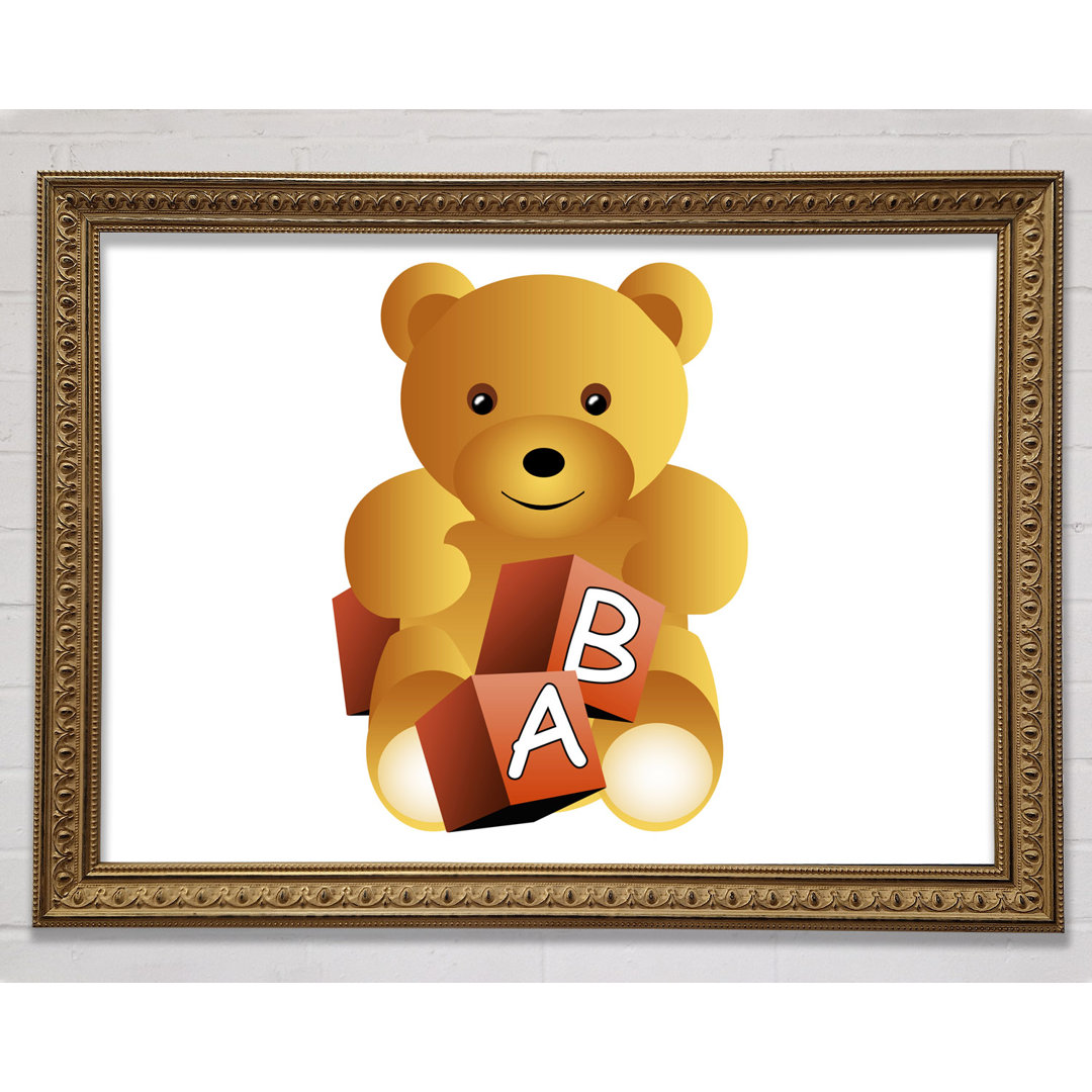 Teddybär Alphabet Blöcke Rosa - Druck