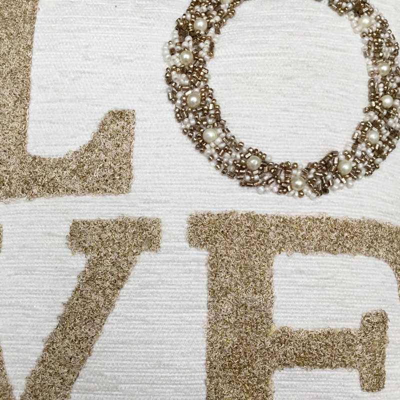Rectangular Cushion, White/Gold Mix