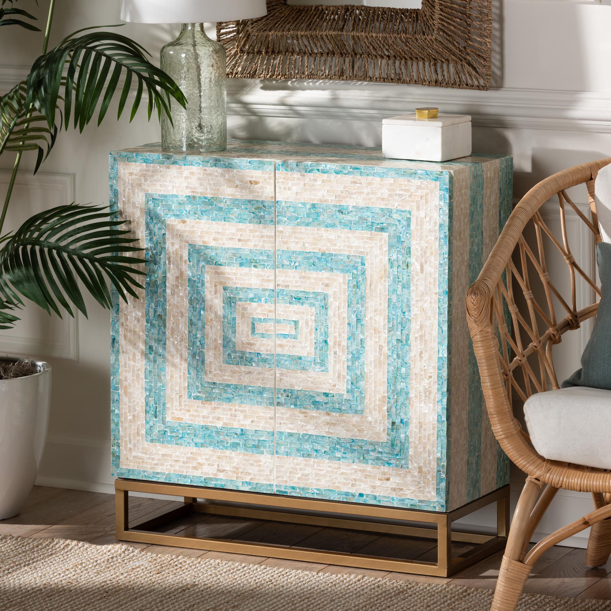 Dakota Fields Chekesha 2 - Door Mother of Pearl Accent Cabinet | Wayfair