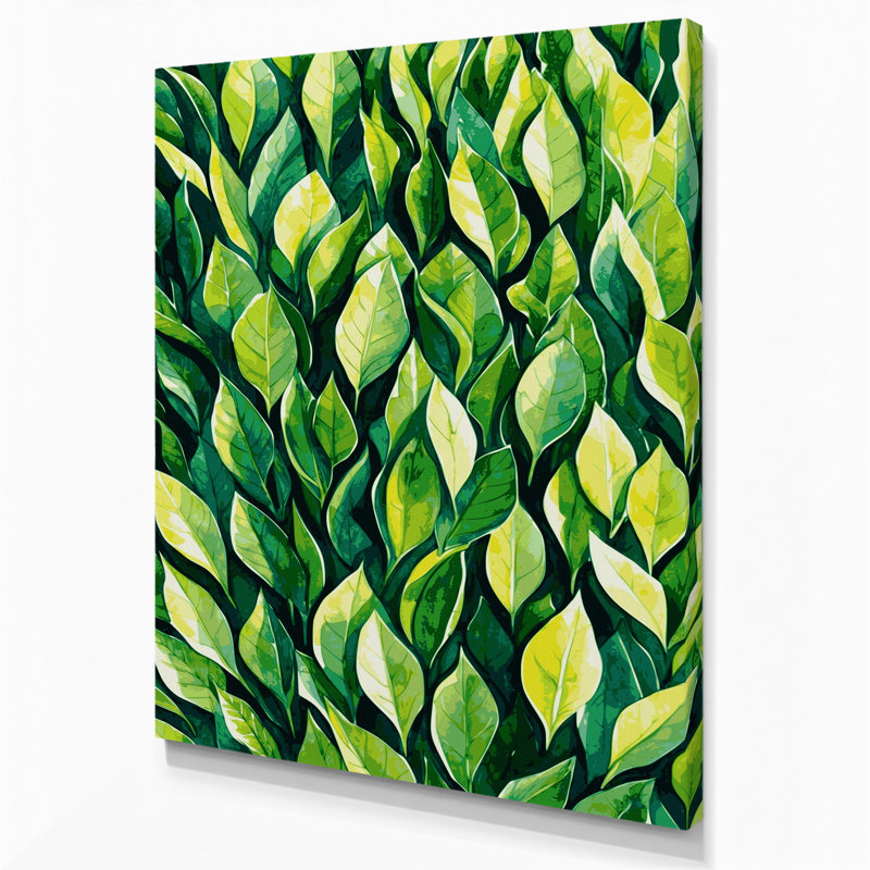 "Watercolor Botanical 71", art mural sur toile verte, H 8 po x l 10 po