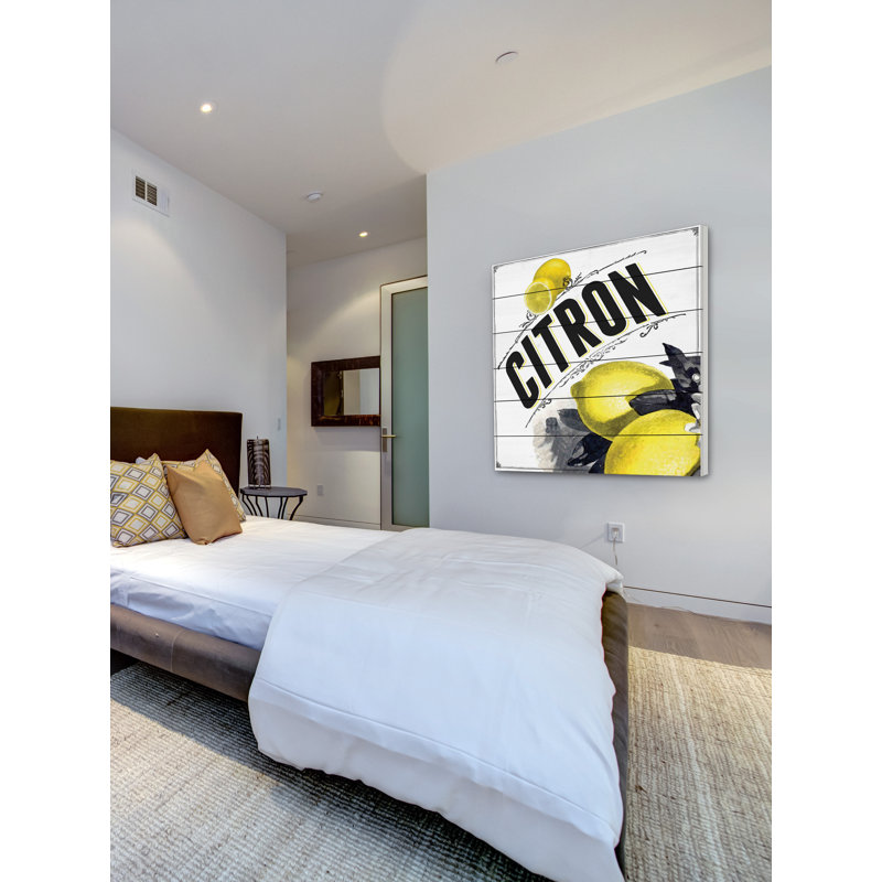 French French Lemon - impression d'art graphique sur bois, H 32 po x l 32 po
