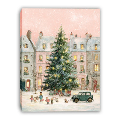 European Holiday Street Scene Wrapped Canvas Wall Art