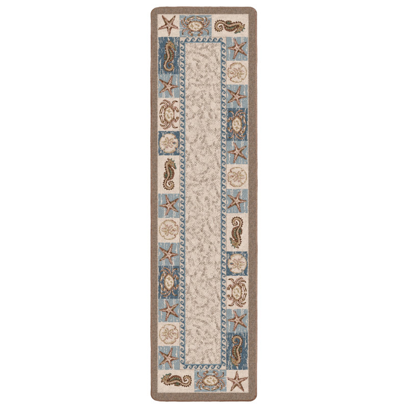 Tapis de plage Lockridge Sea Life, Tapis de couloir 2 pi 1 po x 7 pi 8 po