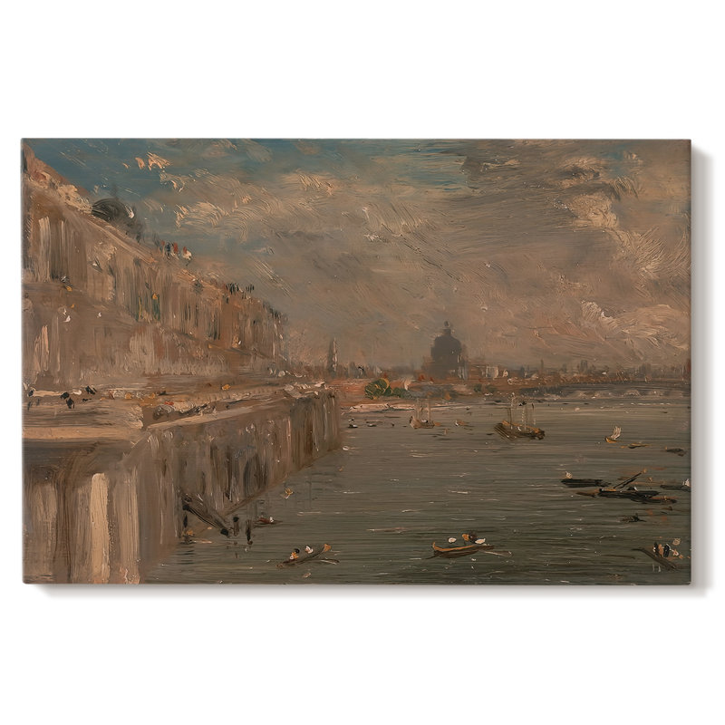 Pont Waterloo, de Whitehall Stairs (dessin à l'huile) -John Constable-Toile tendue avec châssis-c. 1819, 40 x 60