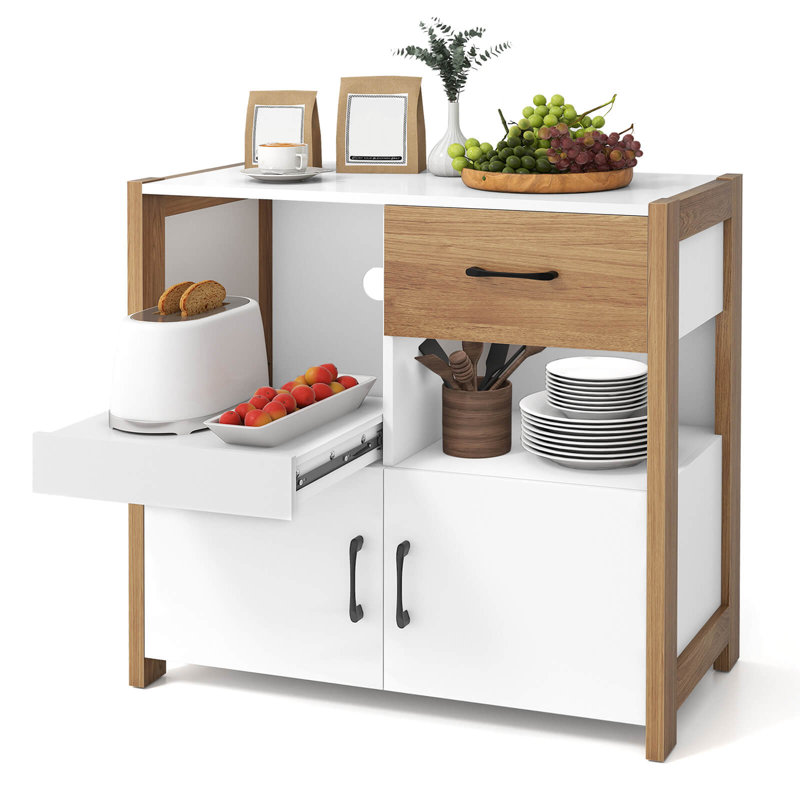 Armoire de cuisine avec tiroir, tablette coulissante et 2 portes pour la salle à manger