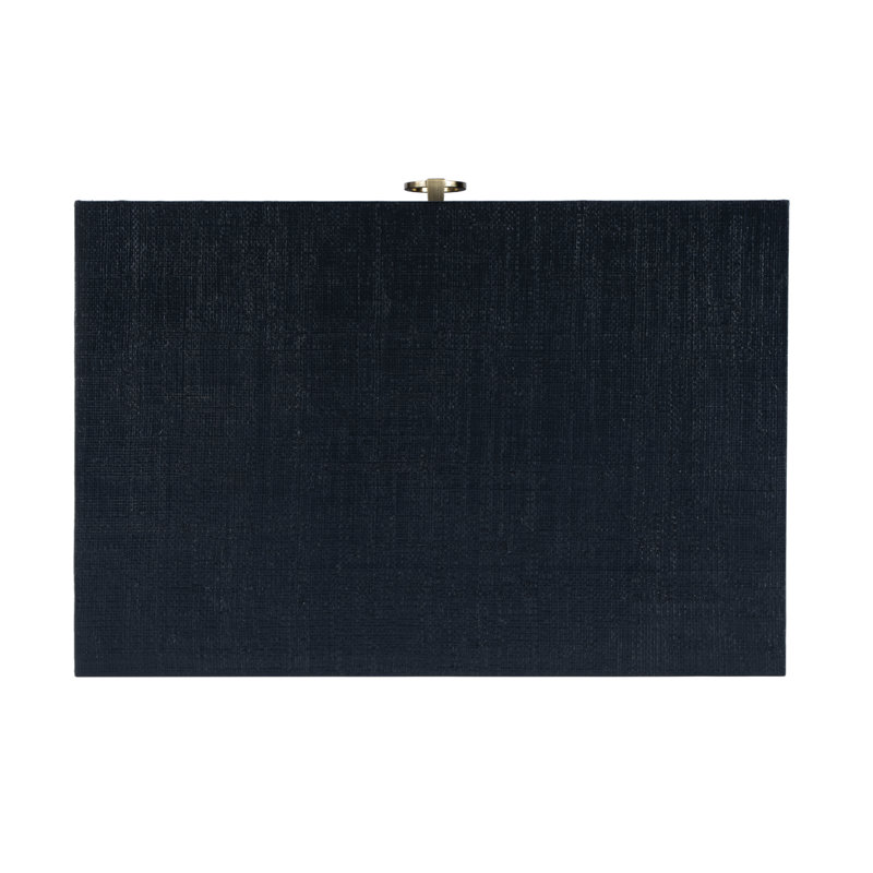 Bar Harbor Raffia 1 Drawer Nightstand, Navy Blue
