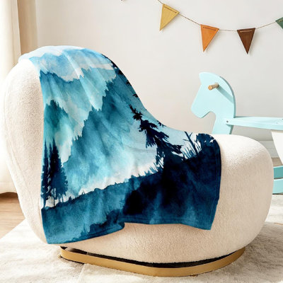 Jeté en flanelle bleu ultra doux