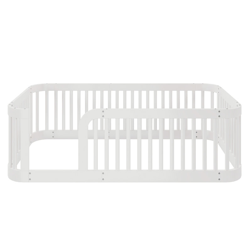 Floor Bed With Fence, White, Twin