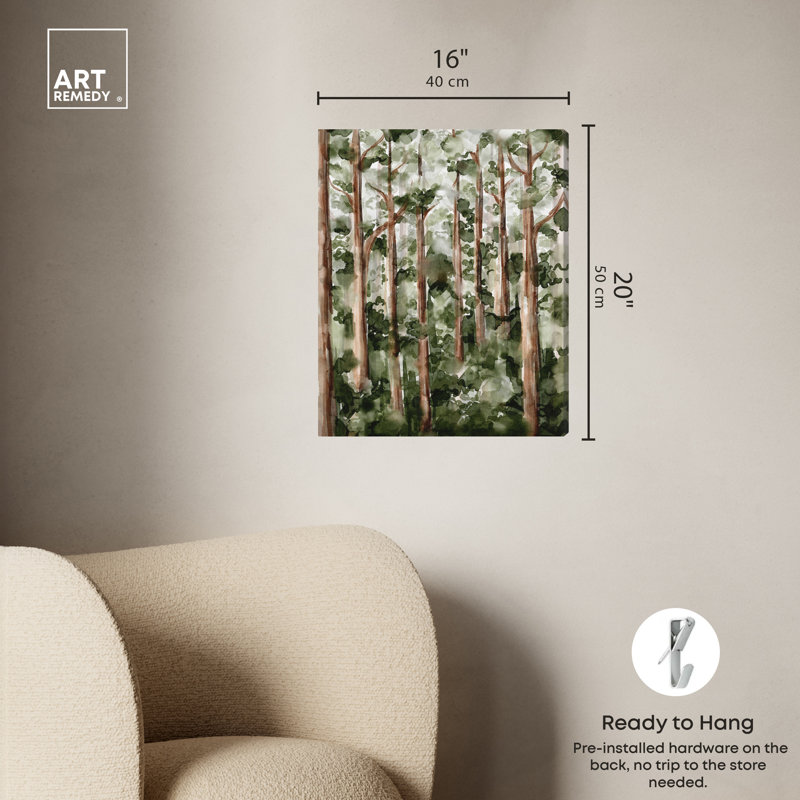Wildy Forest Green and Brown Landscape Canvas Wall Art, 16" x 20"