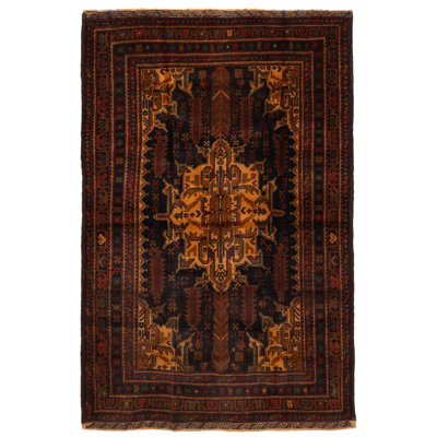 Teimani Black, Red Rug 4'3" x 6'7"