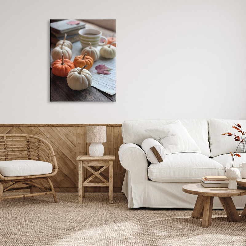 Cozy Pumpkins Scattered Leaves, H 40 po x l 30 po x P 1,5 po, Toile tendue