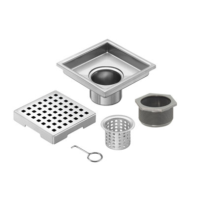 4" Linear Shower Drain With Grid Cover, Professional Brushed 304 Stainless Steel, High Flow, Hair Catcher Shower Drain