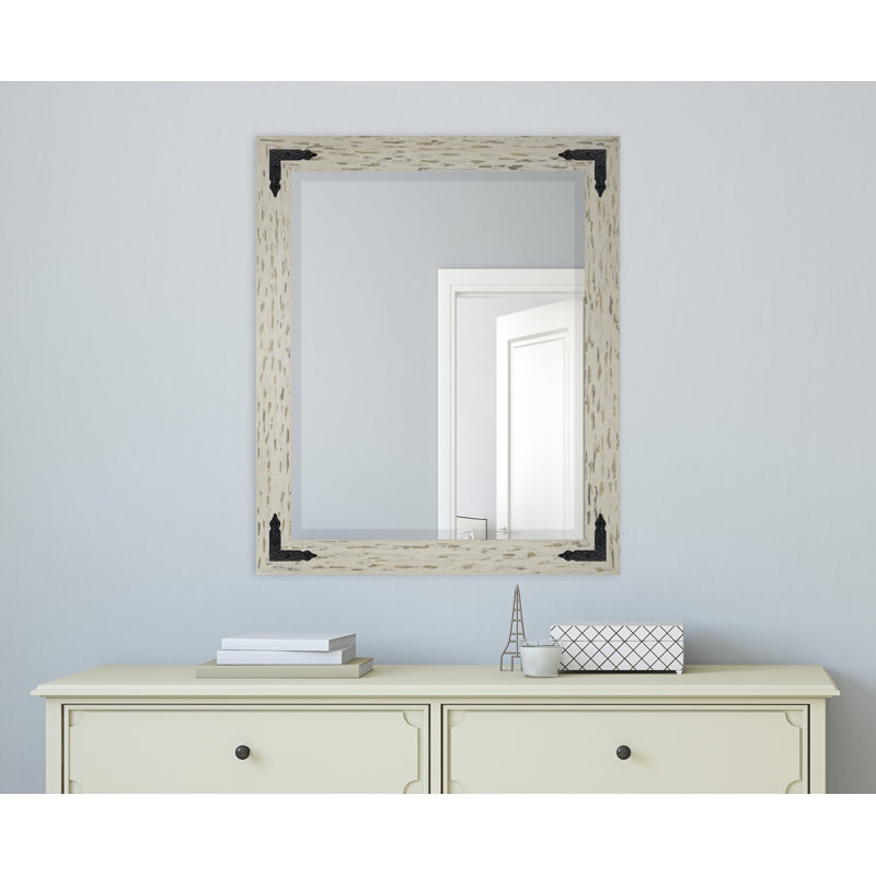 Tuohy Solid Wood Flat Wall Mirror, 45"  x 39" , Cream/Black