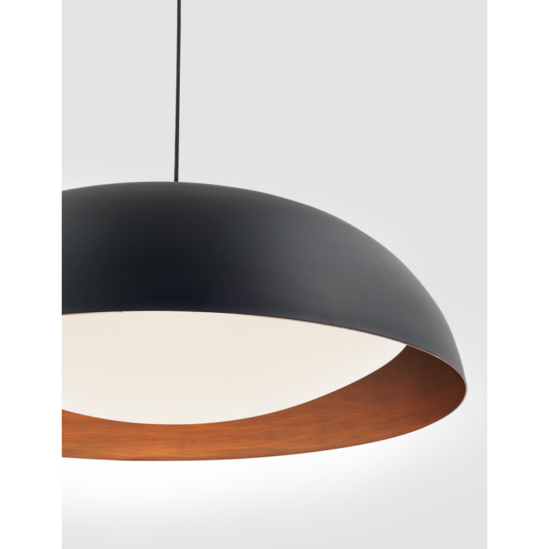 Landon 1 - Light Black /Copper LED Dome Pendant