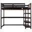Lit mezzanine avec tablettes de rangement et bureau sous le lit, poste de travail compact en bois massif-916007044-916007049