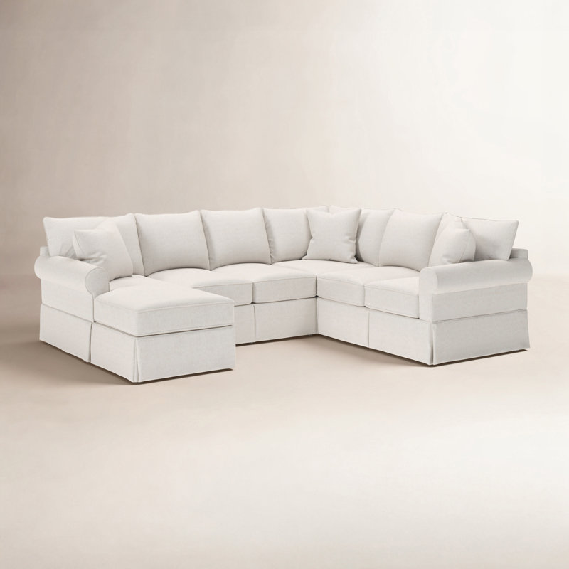 Friedman 3 - Piece Slipcovered Sectional, Left Hand Facing, Macarena Light Gray Canvas