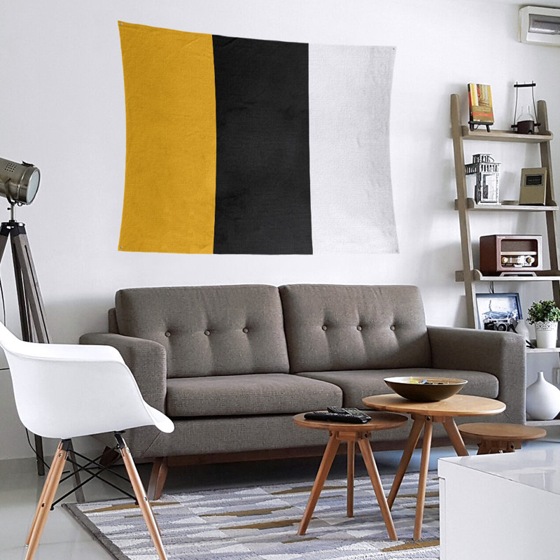 Tapisserie de polyester Pittsburgh, H 88 po x l 104 po, Pittsburgh Gold / noir / blanc