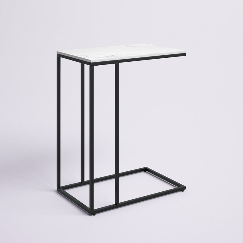 Ashana Marble Top C-Shaped End Table, Black