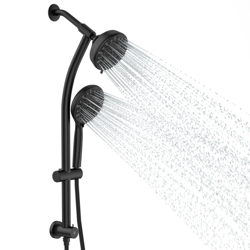 Pomme de douche réglable 4,7 po, Noir mat