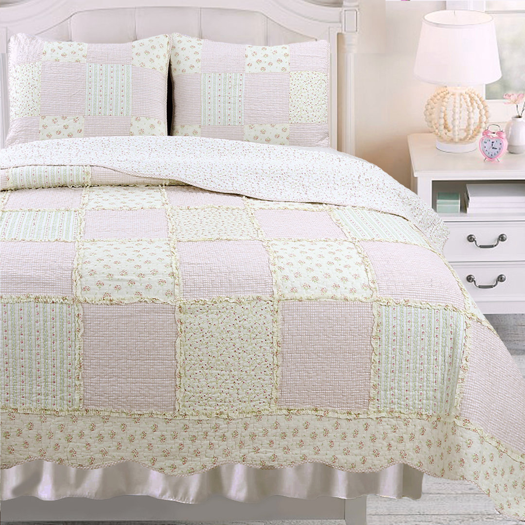 Farmhouse / Country Cotton Patchwork Quilt Set Cozy Line Home Fashion 