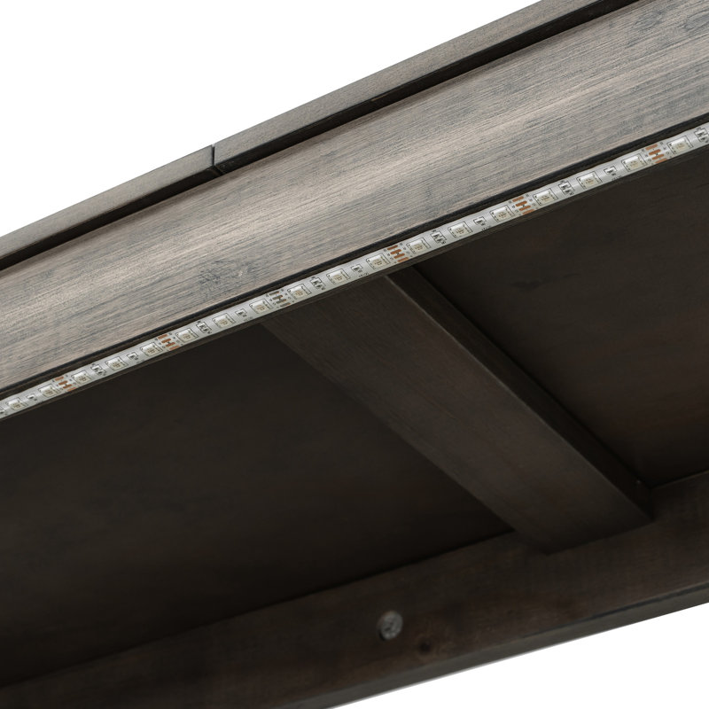 Lit simple en brun, pliable dans une armoire avec DEL, idéal pour les salles multifonctionnelles, éclairage à DEL à mécanisme hydraulique fluide et peu encombrant, petits espaces de vie bruns, solution Lift