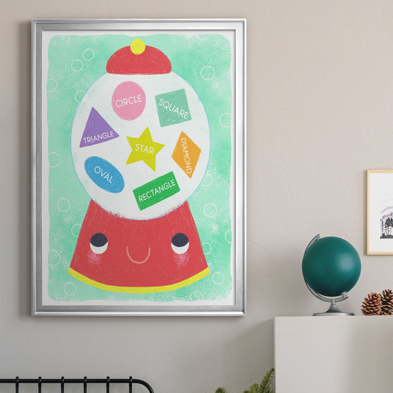Gumball Shapes - Peinture sur toile encadrée, Argent, H 30,5 po x l 42,5 po x P 1,5 po