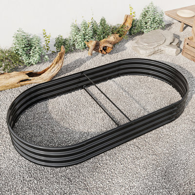 Lit de jardin surélevé en métal noir, 88,99 po x 45,84 po x 11,11 po, pour plantes, légumes, fleurs, lit de jardin ovale à revêtement rouille - noir, 91,5 po x 45,84 po x 11,11 po, Plantes et qualité de fabrication, soutient les plantes Croissance