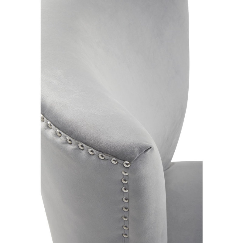 Otsego 47cm H Velvet Upholstered Side Chair, Grey