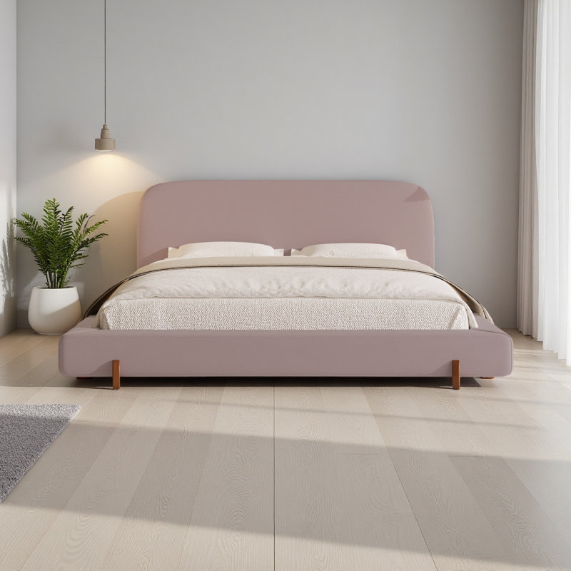 Cadre de lit rembourré au design unique, Rose
