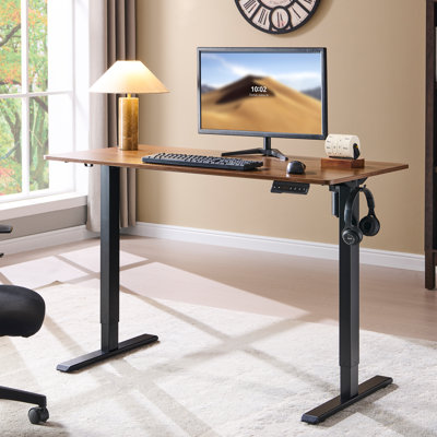  Electric Standing Desk, 48x 24 Inches Height Adjustable Desk, Sit And Stand Up, Ergonomic Rising Computer Table With Memory Preset, Dark Walnut