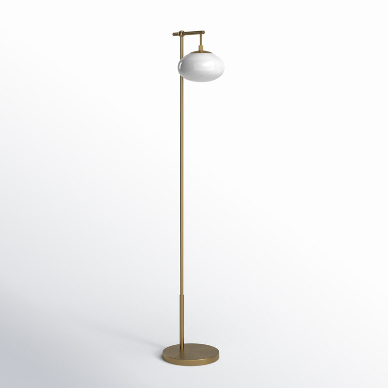 Nula 67.75'' Arched Floor Lamp, Brushed Brass, White