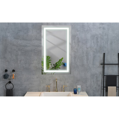 Wall - Mounted 40 X 28 Inch Led Bathroom Mirror With Front And Backlight, Fog, Memory, 3 Color Variations, Stepless Dimmable, Temperatures: Warm, Natural, White Wide Deep Temperatures