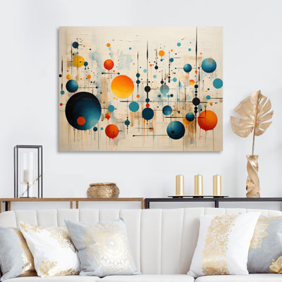 «Green Green Beige Mid Century Abstract Retro III», reproduction d'art sur toile