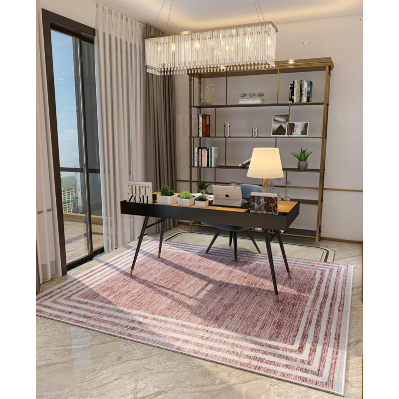 Tapis lavable à motif rayé en polyester Fredonia Mink Brown, Tapis de couloir 2 pi 7 po x 6 pi 7 po