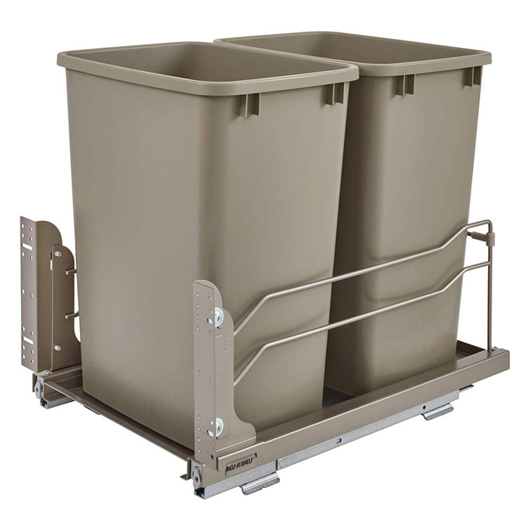 Rev A Shelf 53WC-1835SCDM-212 35 qt. Double Soft-Close Pull-Out Waste Container Champagne