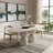 94" Beige Marble Double Pedestal Base Oval Dining Table