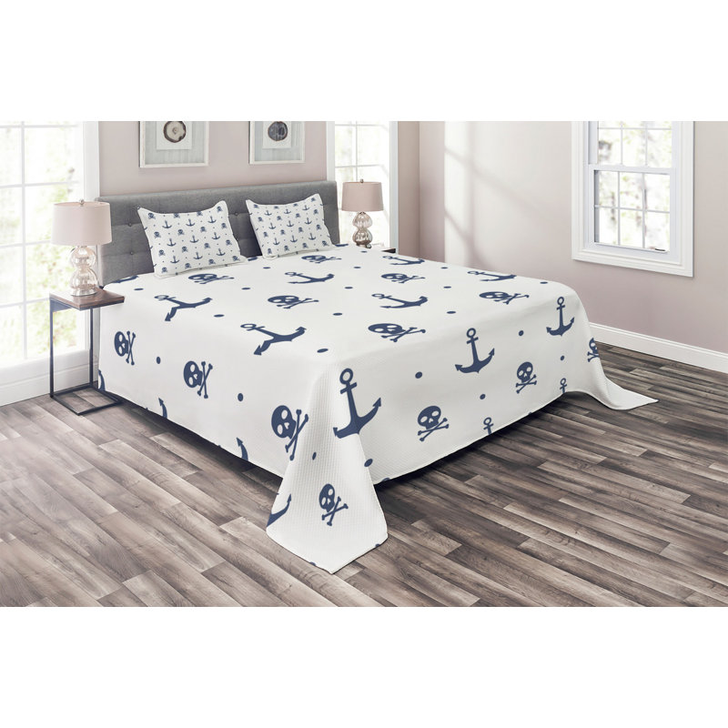 Coastal Polyester Coverlet, King Bedspread + 2 Shams