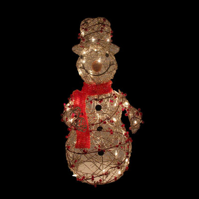 Décoration de jardin d'extérieur en forme de bonhomme de neige 28 po champagne et or 28 po