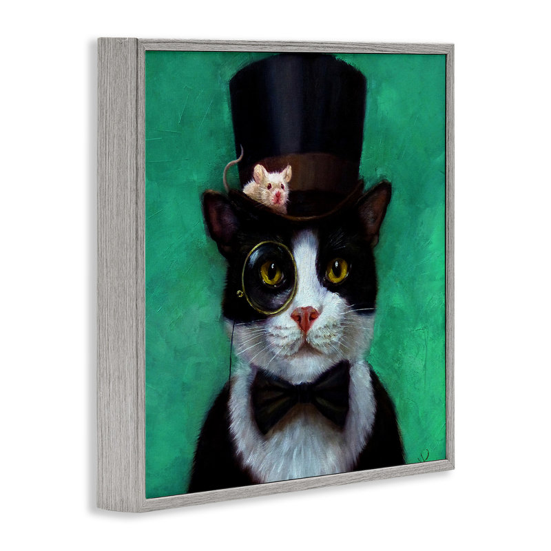 «Good Sir Top Hat Cat with a Mouse and A Monocle», reproduction d'art graphique sur toile, H 24 po x l 24 po