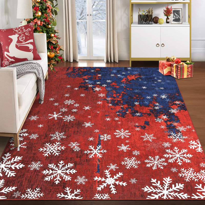 Christmas Decorative Area Rug Washable Modern Rug for Living Room Dining Room, Rectangle 5' x 7'