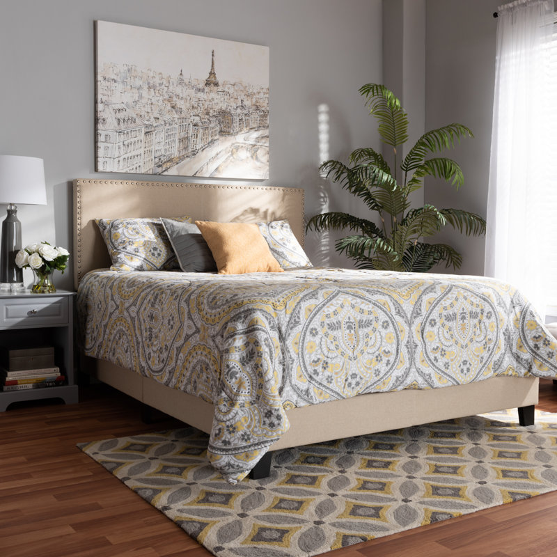 Mikeayla Upholstered Bed, Full / Double, Beige
