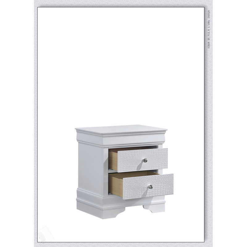Table de chevet 2 tiroirs Blaze, Blanc