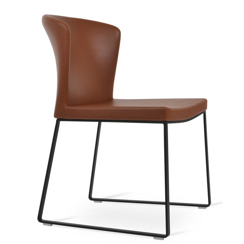 Capri 18'' H Upholstered Metal Side Chair, Hazelnut, Black