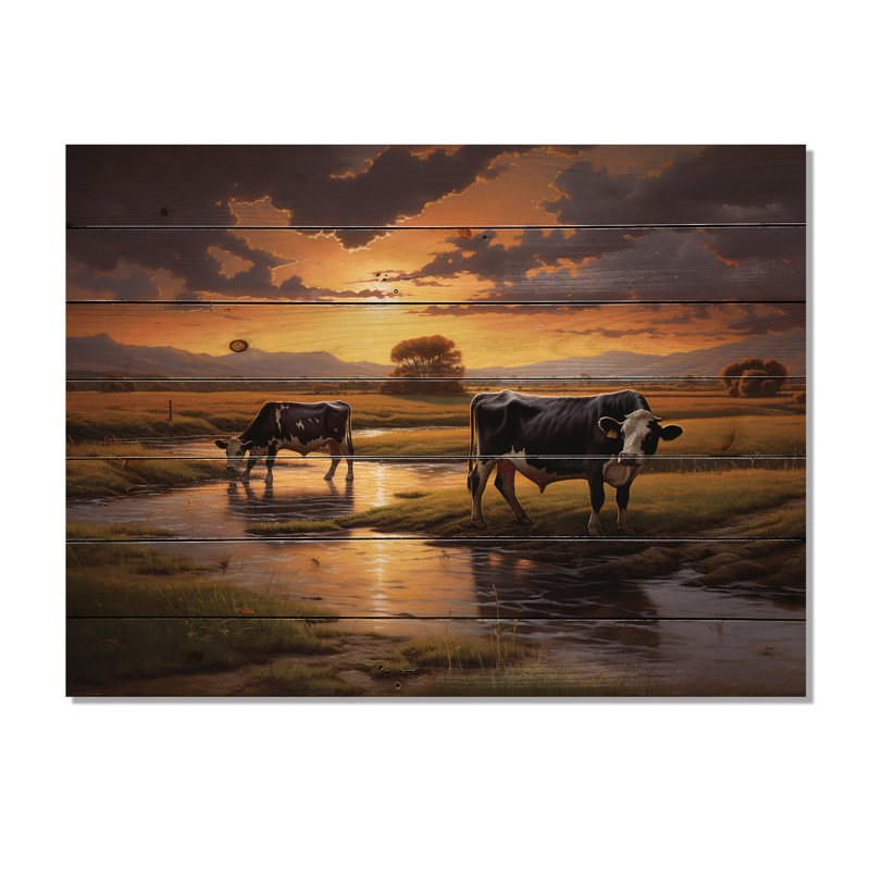 " Cows At Farm Landscape II ", 10" H x 20" W x 0.78" D