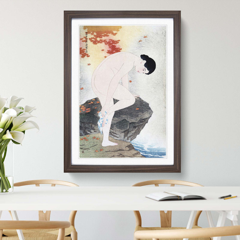 The Fragrance of a Bath by Ito Shinsui - Picture Frame Painting Print, Walnut Framed, 48cm H x 36cm W x 2cm D